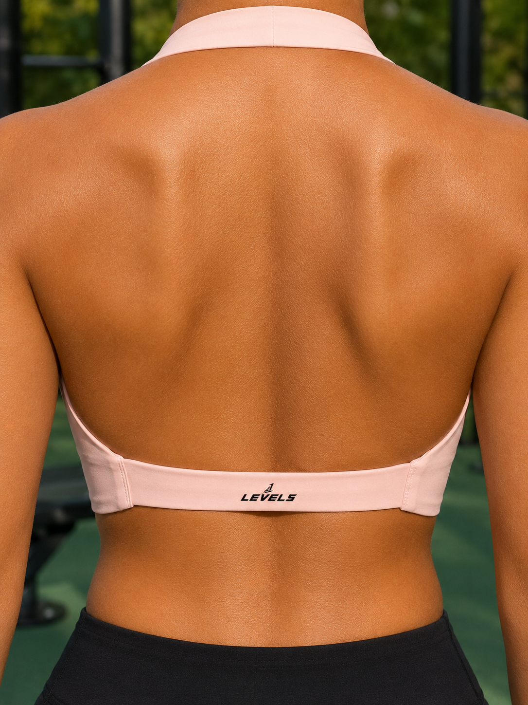 Women’s Sculpt Pink Pleated Halter Sports Bra