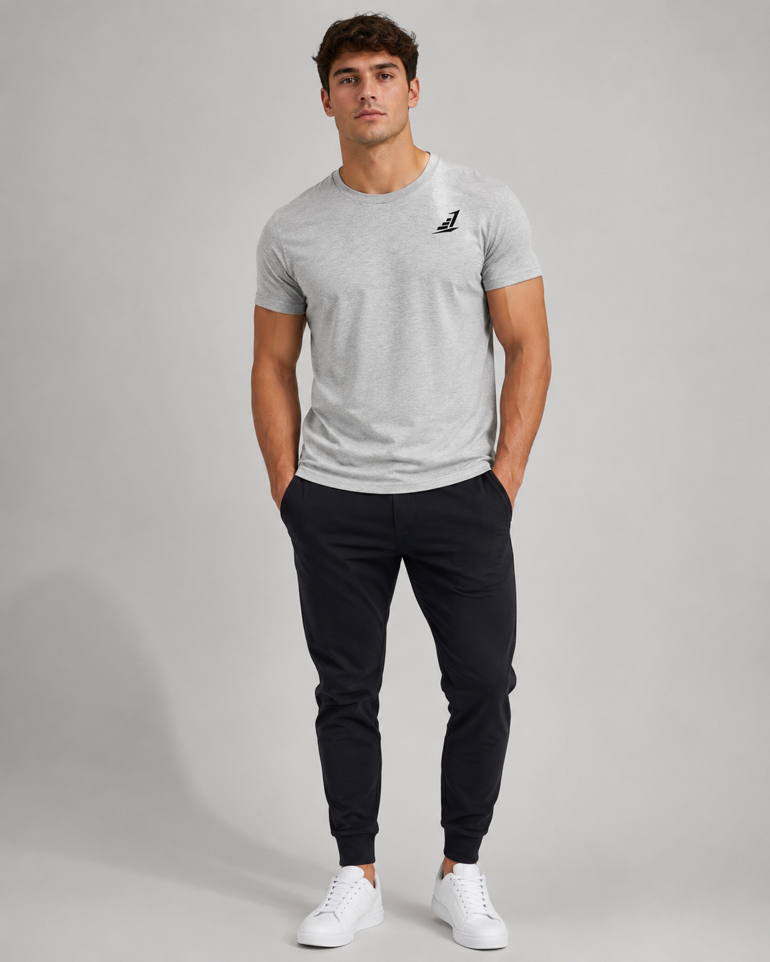 Men’s Levels Signature Embroidered Casual Tee – Heather Grey