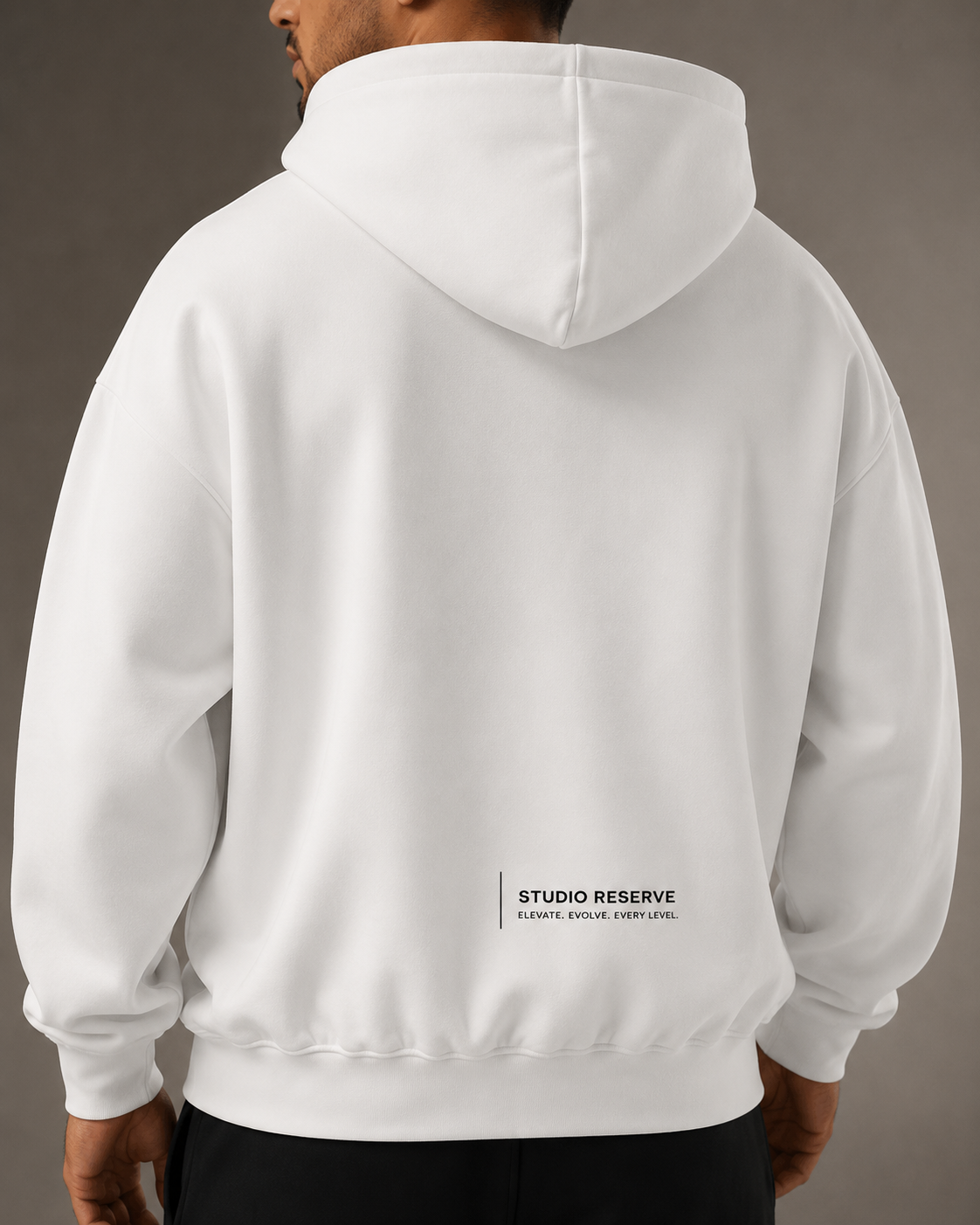 Studio Reserve Fleece Hoodie – Light Grey, & White