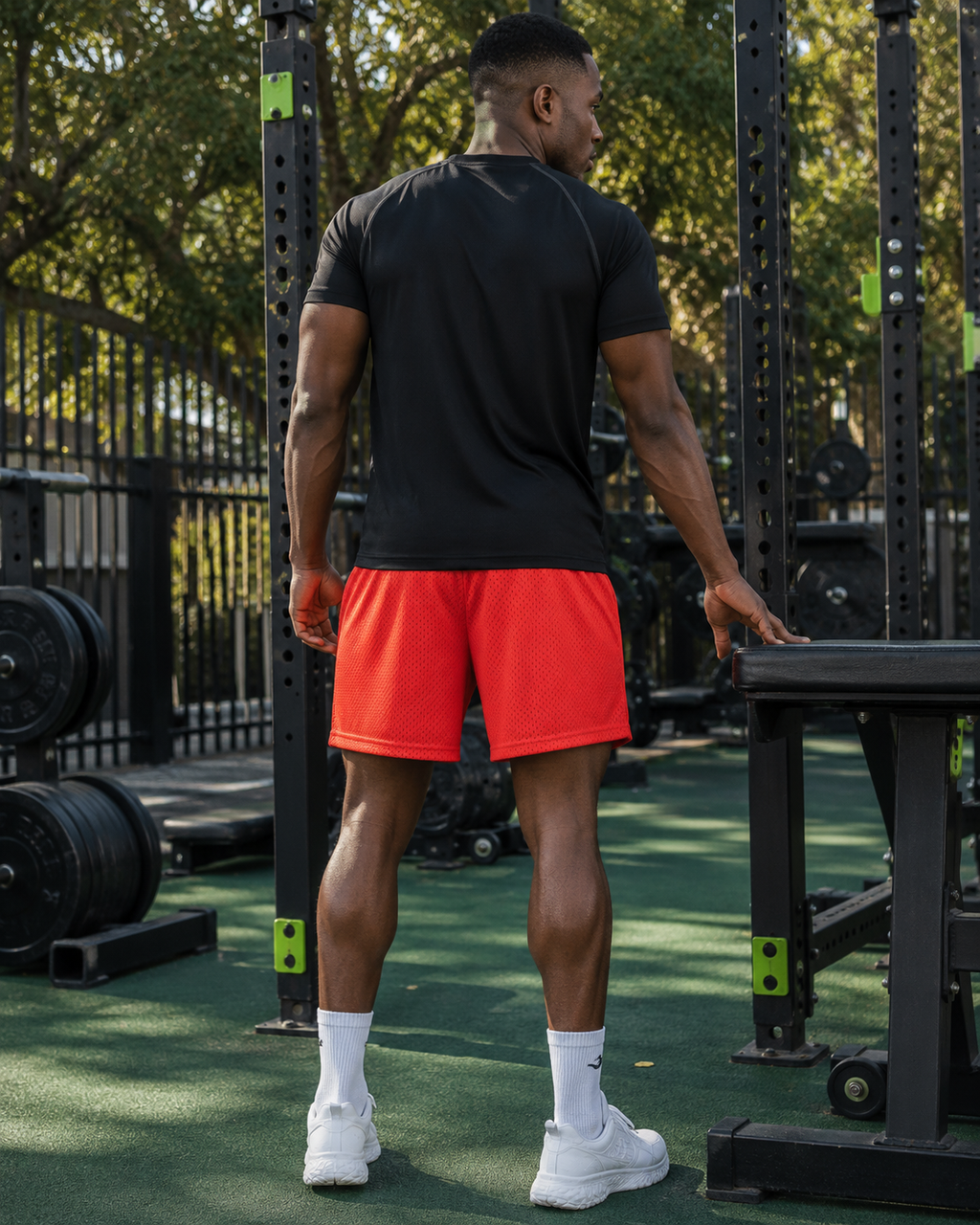 Men's Mesh Training Shorts  – Vibrant Red Orange