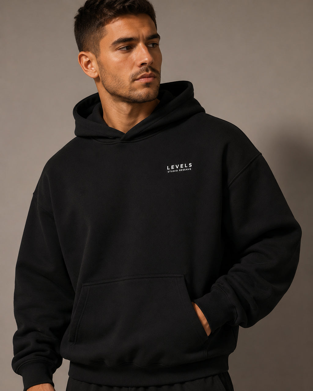 Studio Reserve Fleece Hoodie – Dark Grey, Black & Olive Green