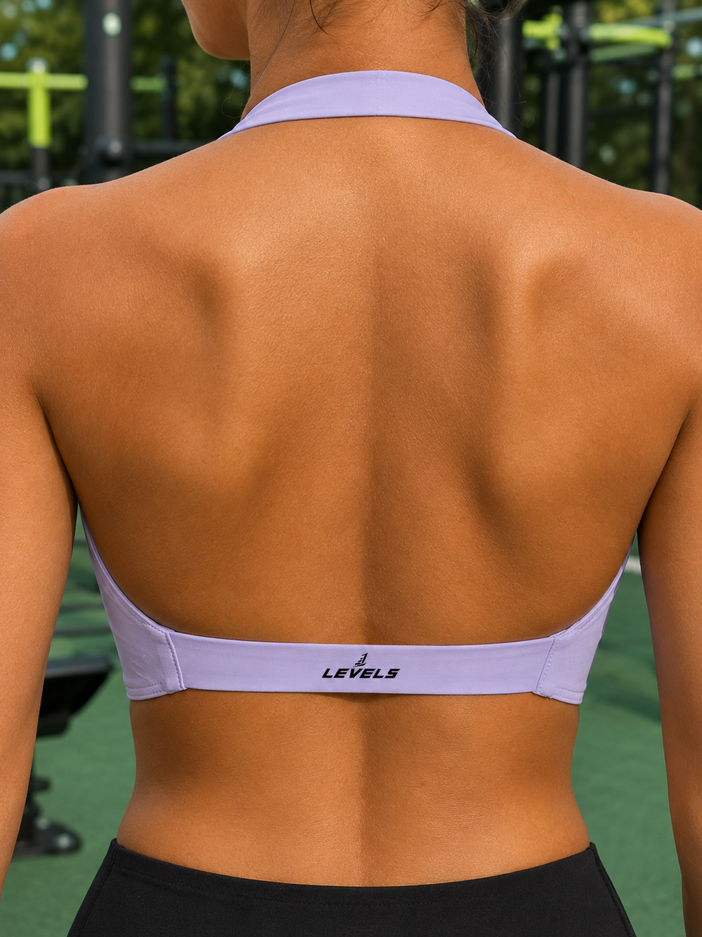 Women’s Sculpt Purple Pleated Halter Sports Bra
