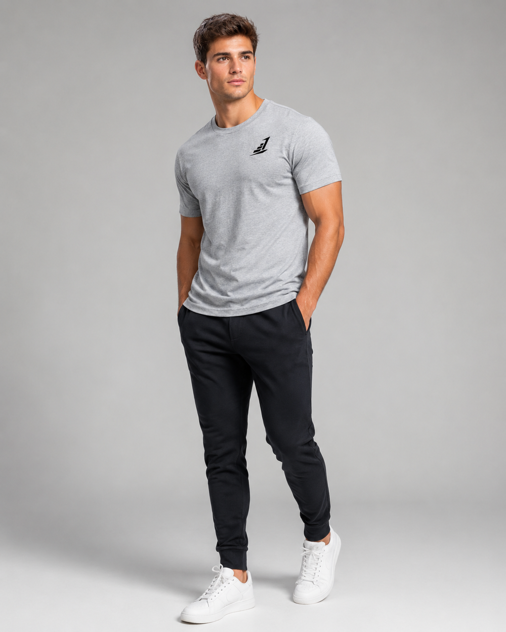 Men’s Levels Signature Embroidered Casual Tee – Heather Grey