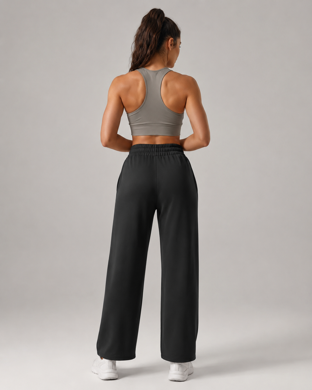 Women's Black Wide Athletic Joggers