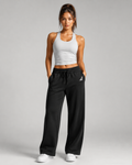 Women's Black Wide Athletic Joggers