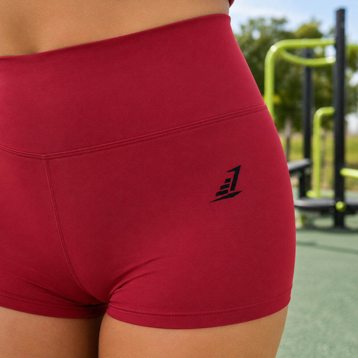 Women’s High-Rise Yoga Shorts - Deep Red