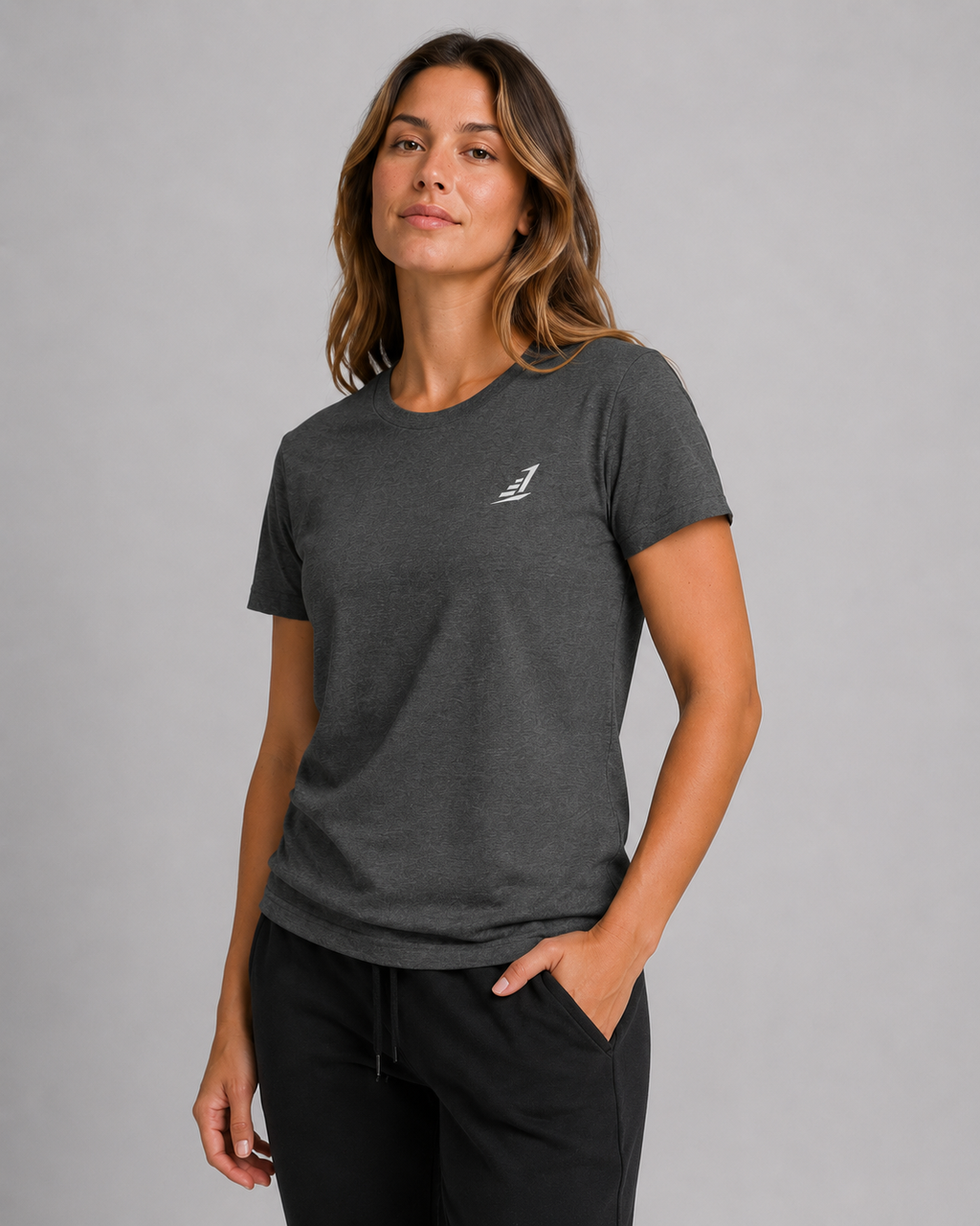 Women’s Levels Signature Embroidered Casual Tee – Grey