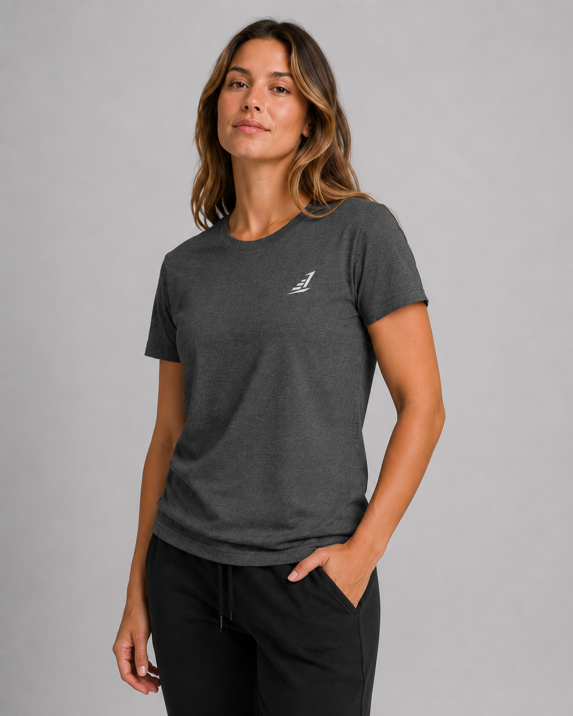 Women’s Levels Signature Embroidered Casual Tee – Grey