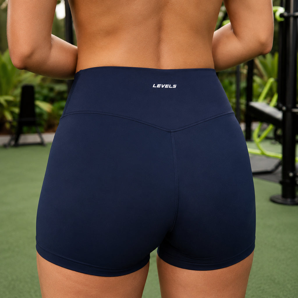 Women’s High-Rise Yoga Shorts – Navy Blue