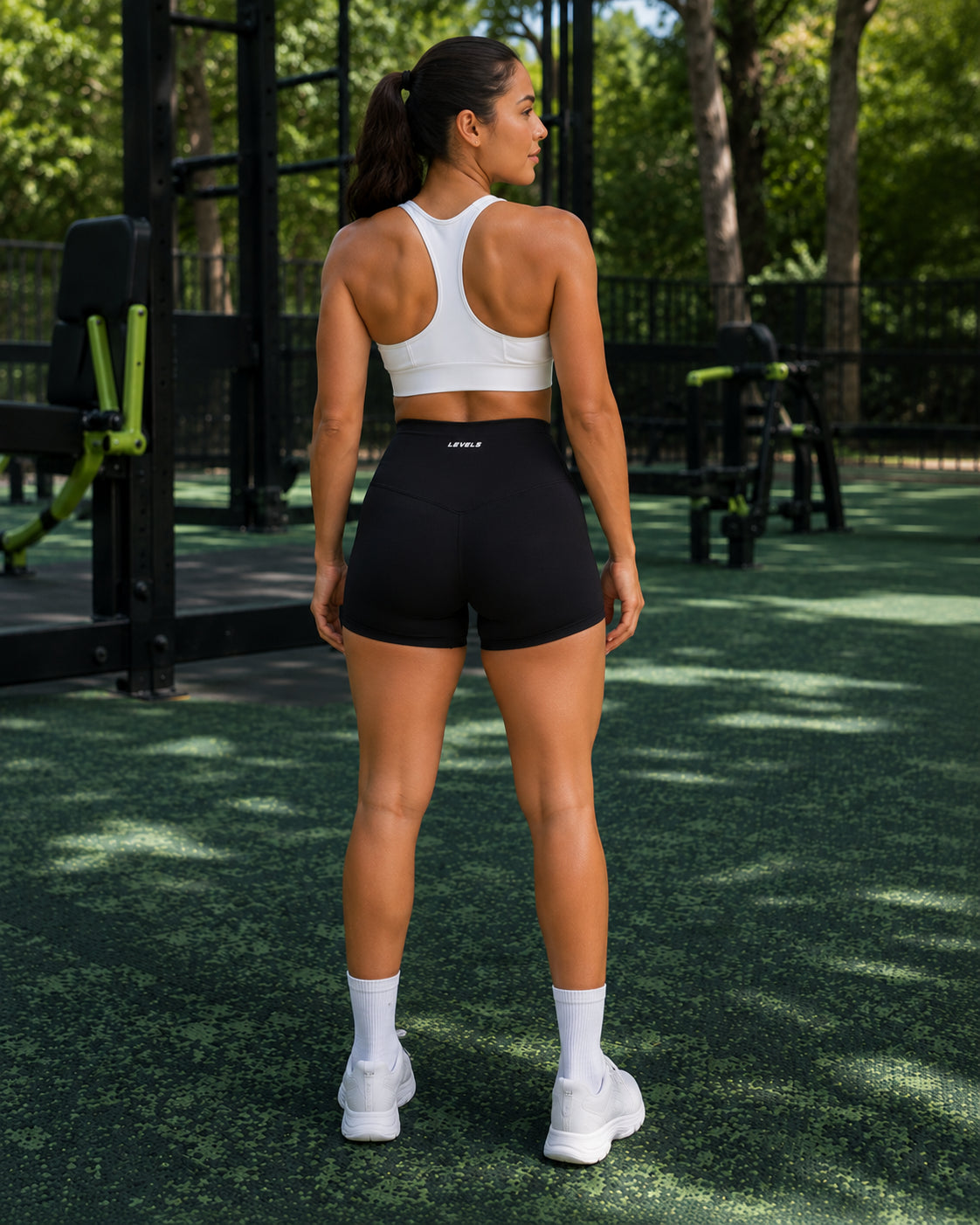 Women’s High-Rise Yoga Shorts – Black