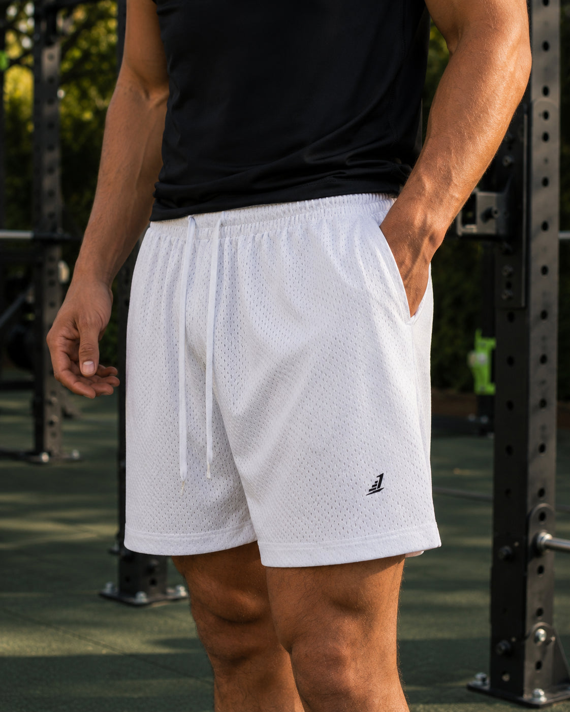 Men's Mesh Training Shorts – White
