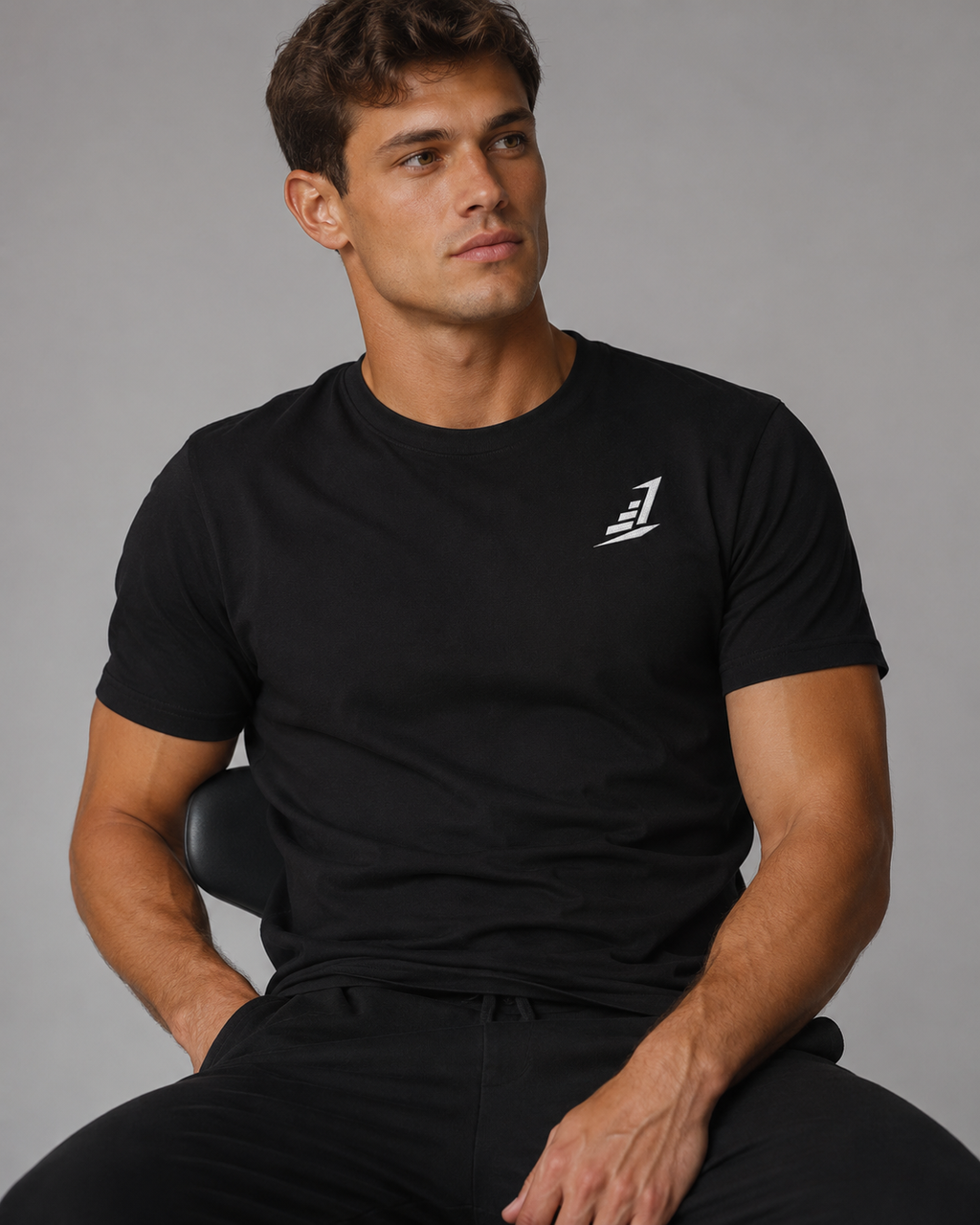 Men’s Levels Signature Embroidered Casual Tee – Black