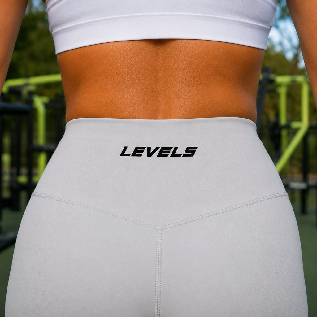 Women’s High-Rise Yoga Shorts – Light Grey