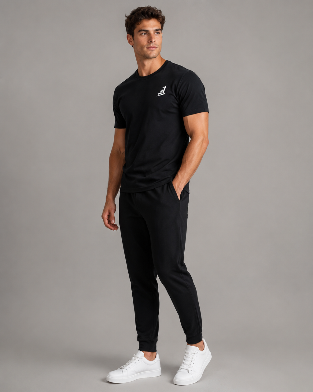Men’s Levels Signature Embroidered Casual Tee – Black
