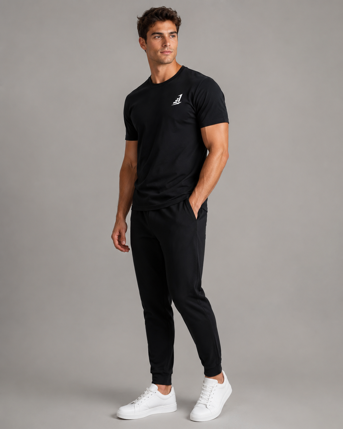 Men’s Levels Signature Embroidered Casual Tee – Black