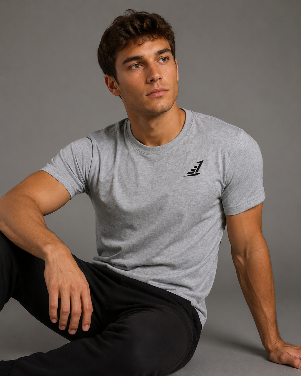 Men’s Levels Signature Embroidered Casual Tee – Heather Grey