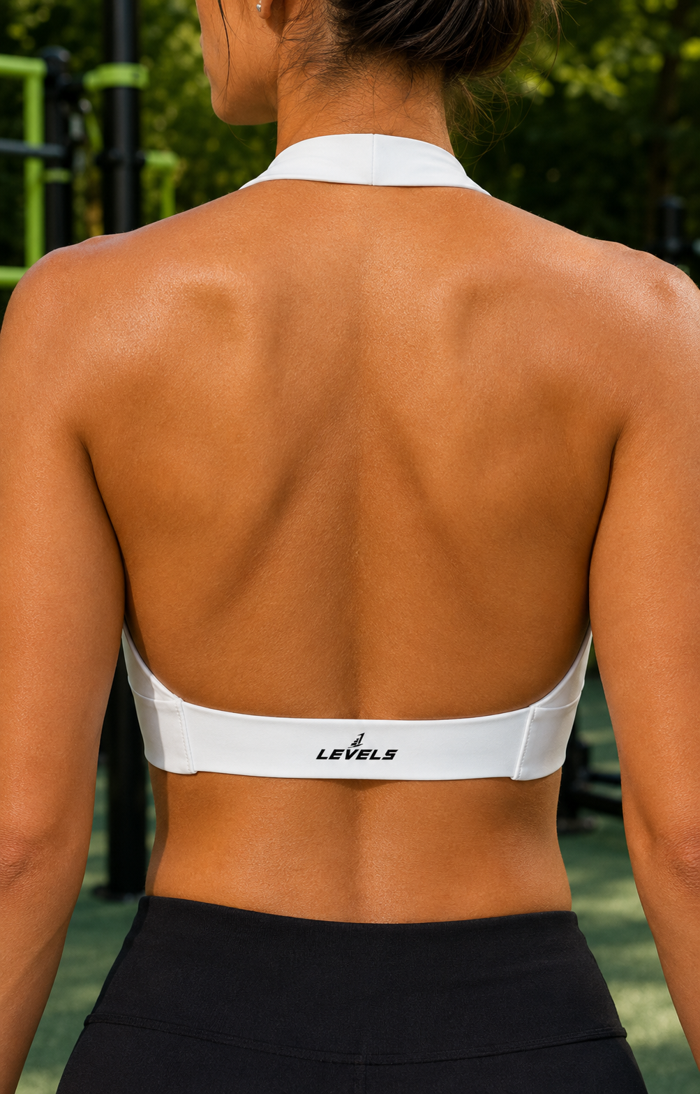 Women’s Sculpt White Pleated Halter Sports Bra