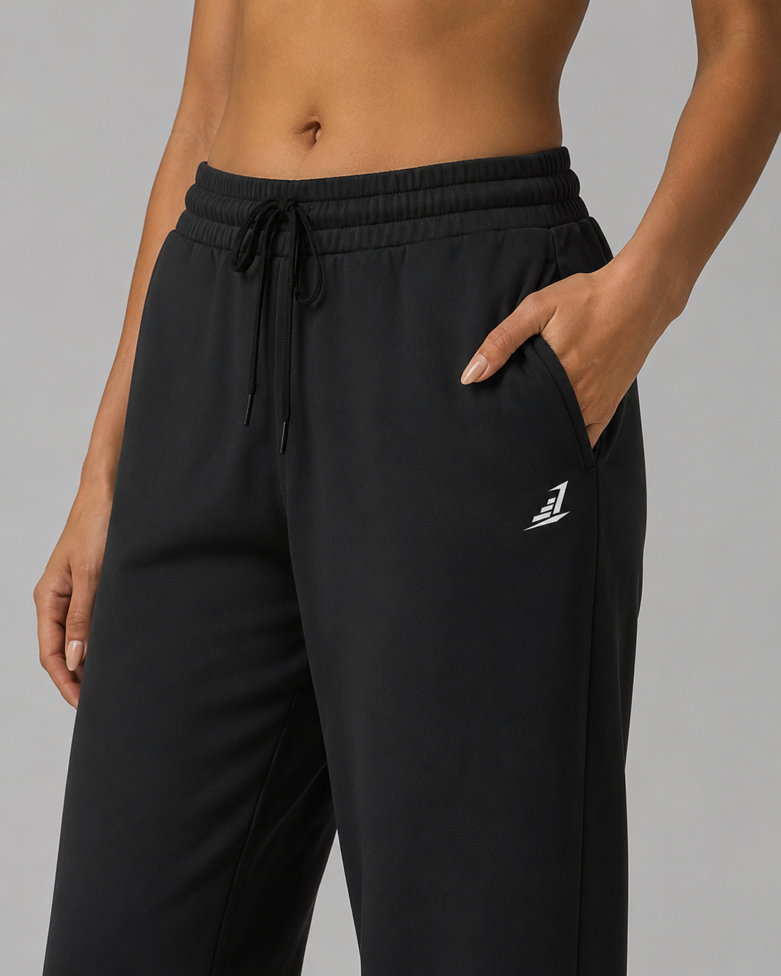 Women's Black Wide Athletic Joggers
