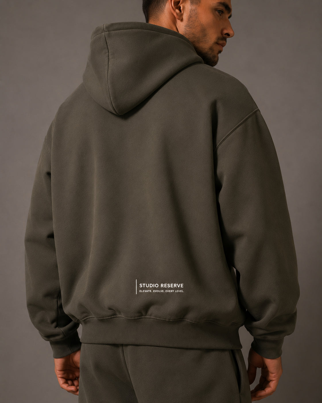 Studio Reserve Fleece Hoodie – Dark Grey, Black & Olive Green